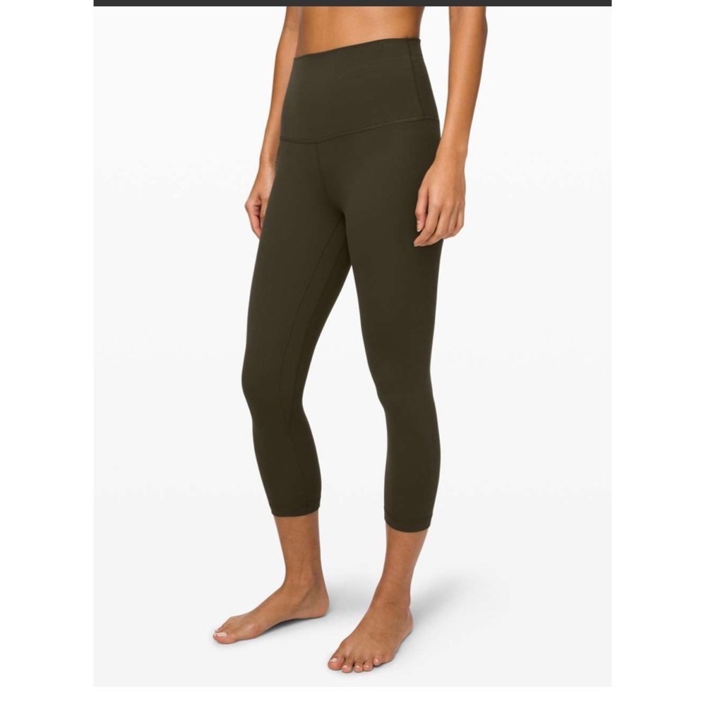 Lululemon Align Crop 21 Dark Olive High Rise Nulu Yoga‎ Leggings Size 2 Workout